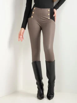 Leggings cintura alta com botões decorativos