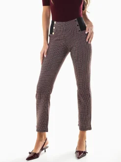 Leggings flare xadrez com botões