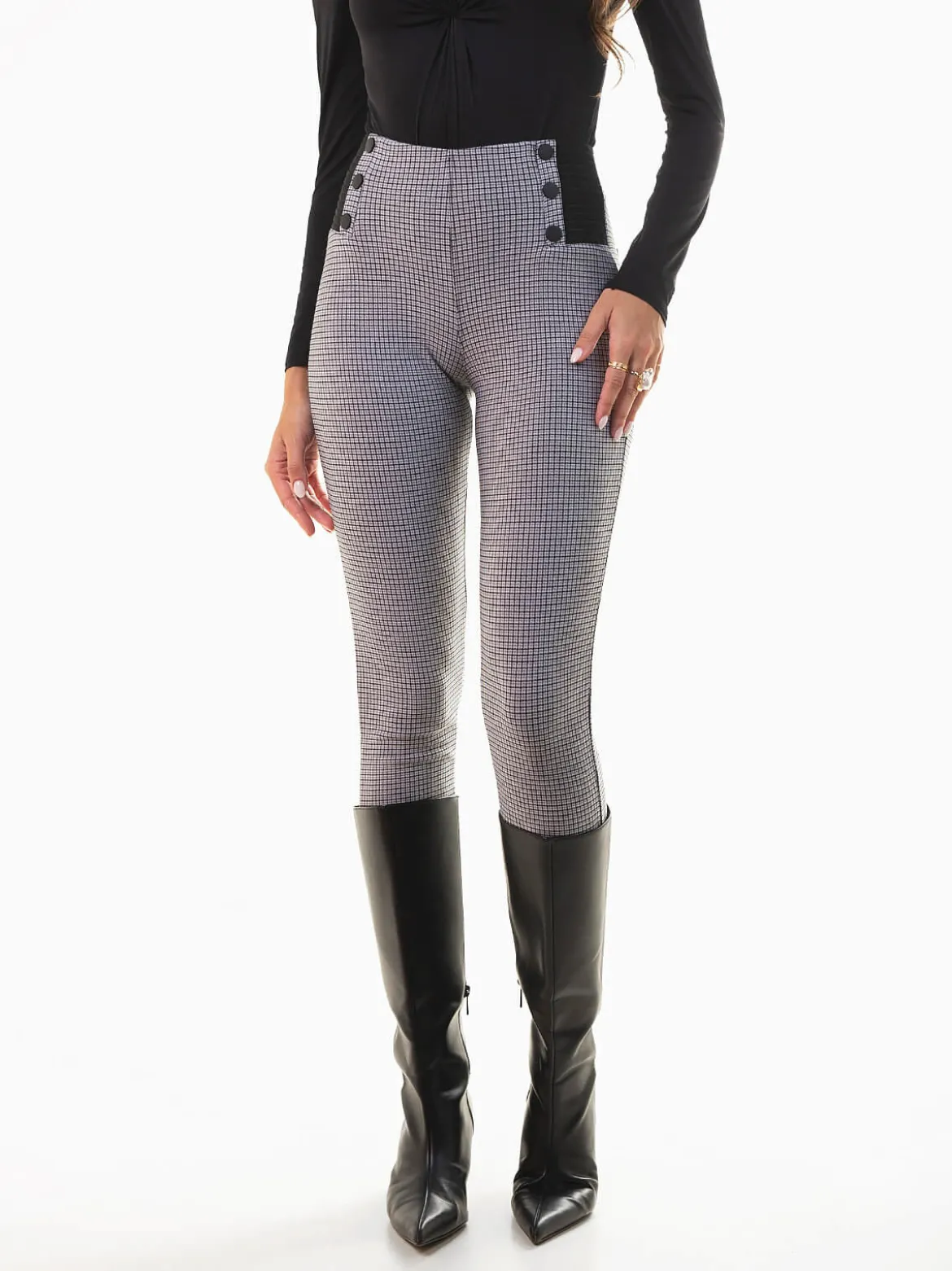 Leggings xadrez cintura alta