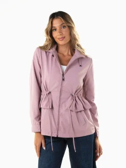 Parka cintada com folho