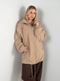 Parka impermeável com capuz e fecho
