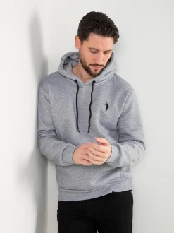 Sweatshirt capuz cardada com bordado