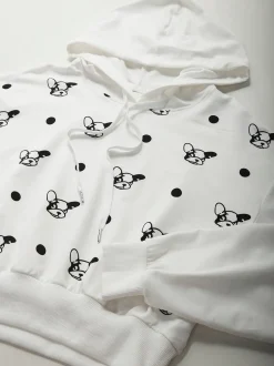 Sweatshirt capuz curta com estampado