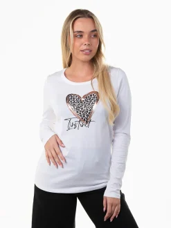 T-shirt manga comprida com coração