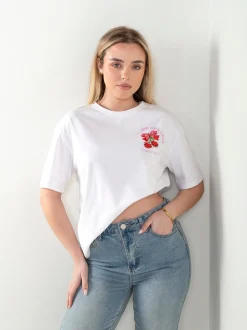 T-shirt manga curta com cerejas