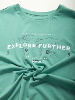T-shirt manga curta com mapa