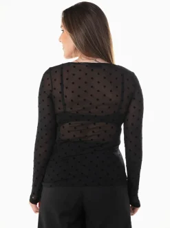 T-shirt preta tule com bolinhas