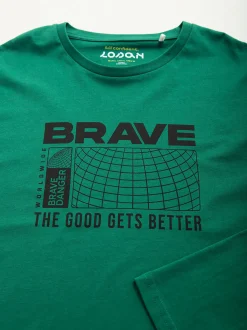 T-shirt verde manga comprida