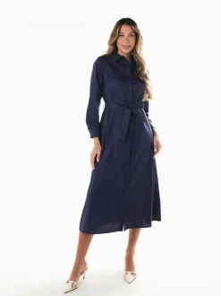 Vestido camiseiro midi com cinto